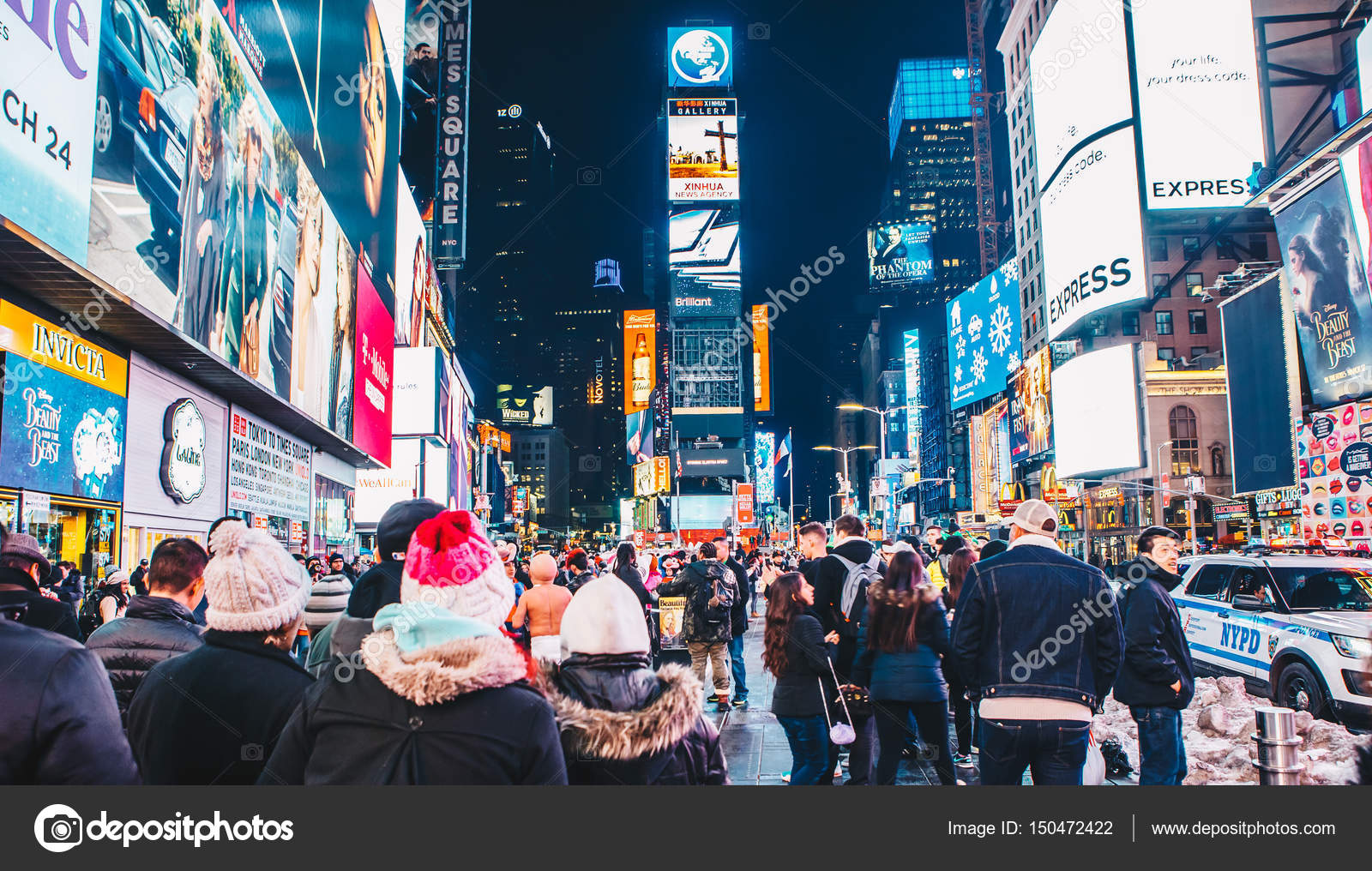 Times Square, featured with Broadway Theaters and animated colorful LED