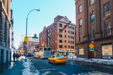 New York City, Amerika Birleşik Devletleri - 19 Şubat 2017. Little Italy, Baxter sokak eski apartmanda en meşhur caddelerinden biridir. Manhattan, New York City