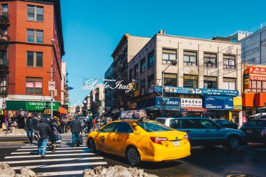 New York City, Amerika Birleşik Devletleri - 19 Şubat 2017: Küçük İtalya işaret içinde aşağı Manhattan hoşgeldiniz. Küçük İtalya Manhattan'ın İtalyan ünlü topluluktur
