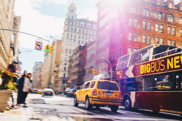 New York City 2017 Március Sárga Taxi Taxi Sebességgel Egy — Stock Fotó