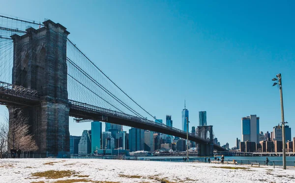 Visa Från Gångpassage Brooklyn Bridge Brooklyn Bridge Förbinder Manhattan Och — Stockfoto