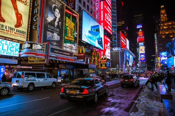 Nueva York Marzo 2017 Times Square Con Teatros Broadway Carteles — Foto de Stock