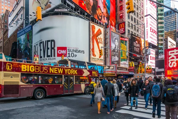 Nueva York Marzo 2017 Times Square Con Teatros Broadway Carteles — Foto de Stock