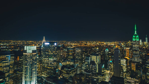 New York City skyline by night