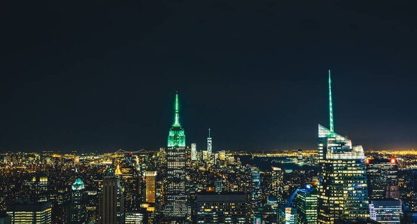 New York City skyline by night