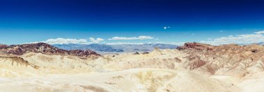 Panoramik çamurtaşı ve claystone badlands Zabriskie Noktası. Ölüm Vadisi Milli Parkı, Kaliforniya ABD.