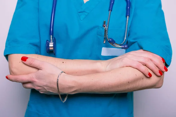 Portrait Une Femme Médecin Souriante Avec Stéthoscope — Photo