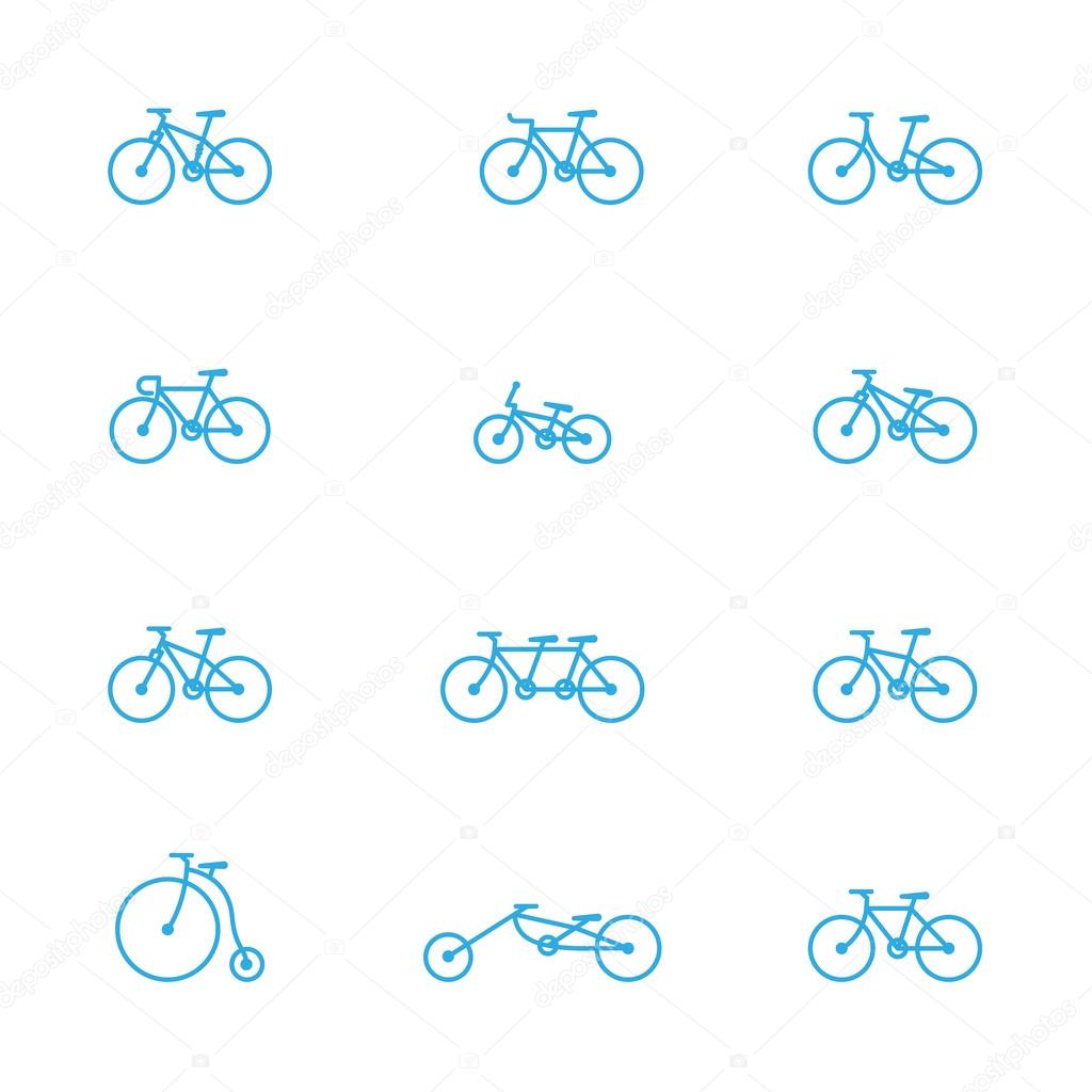 Bike, Bicycles icons line vector