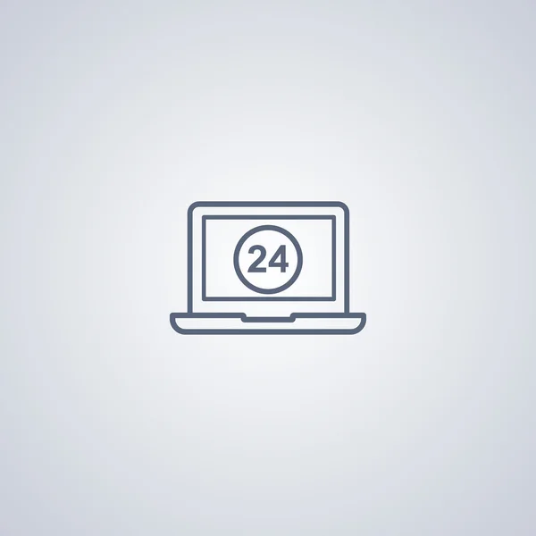 Laptop online 24 pictogram — Stockvector