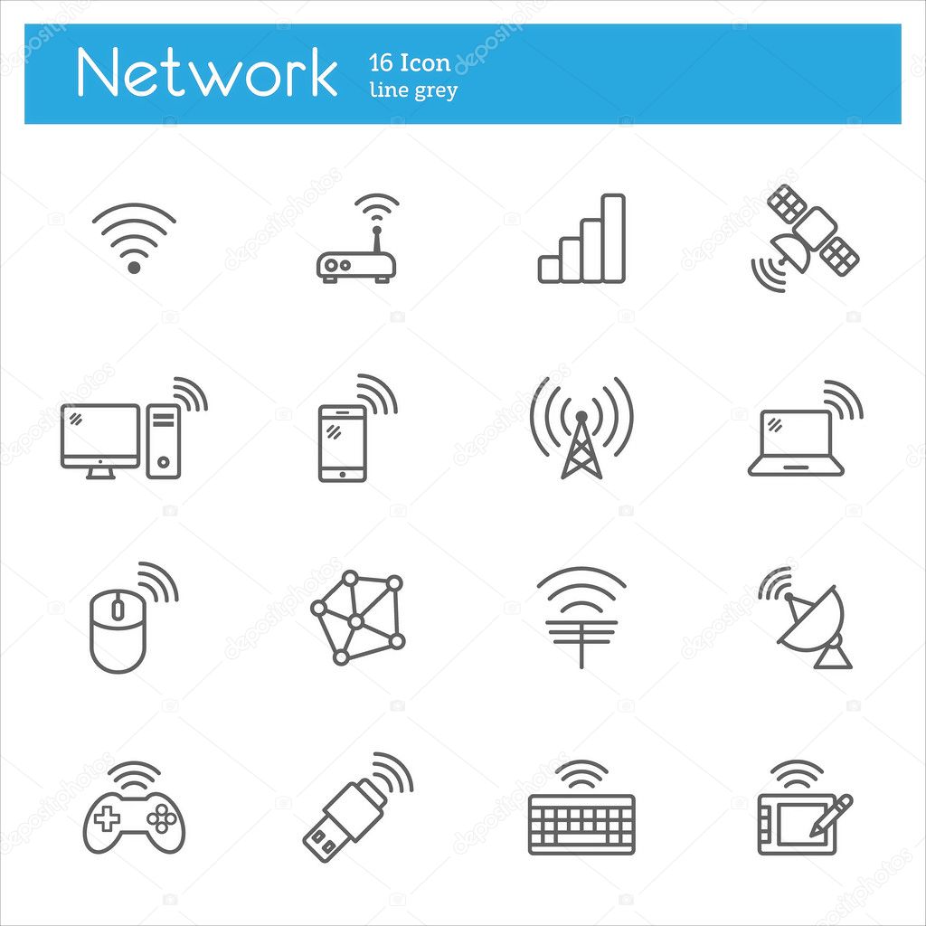 Wireless technology line icons