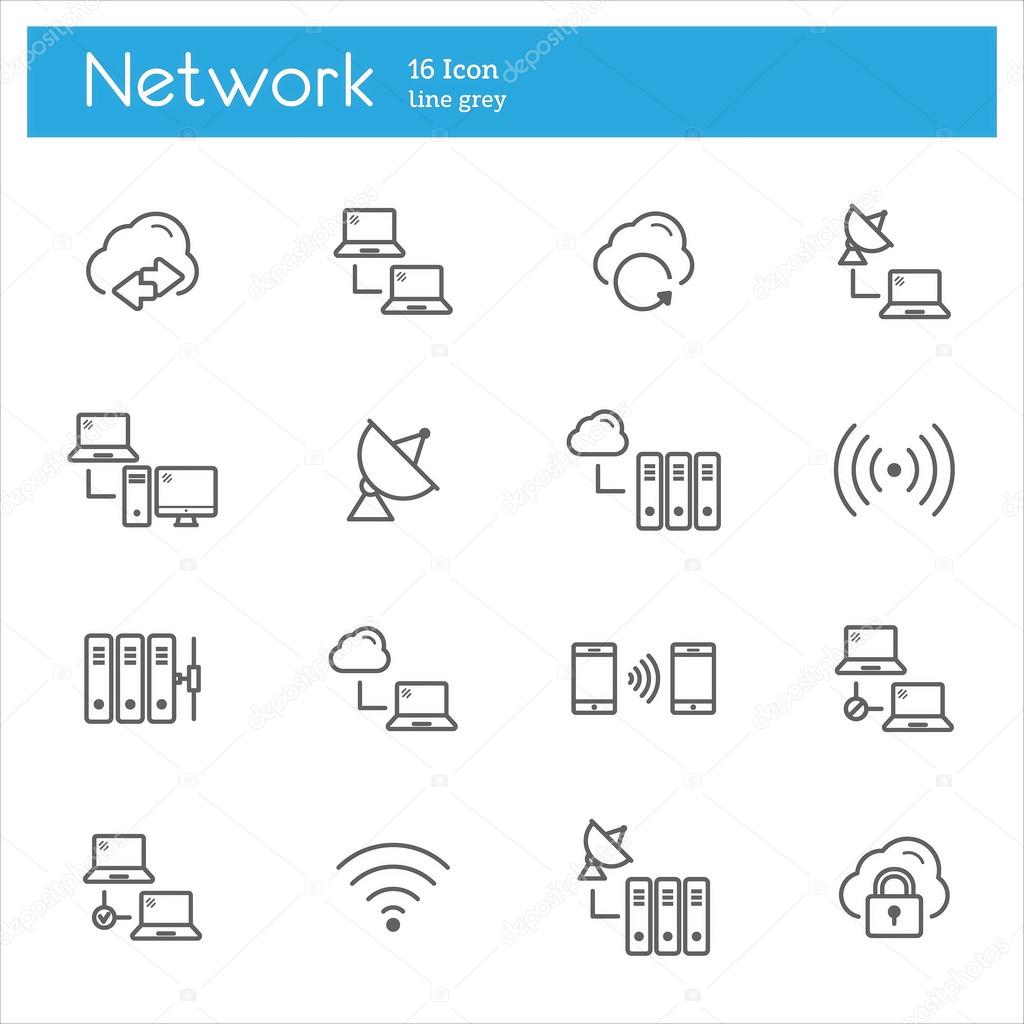 Network vector line icons