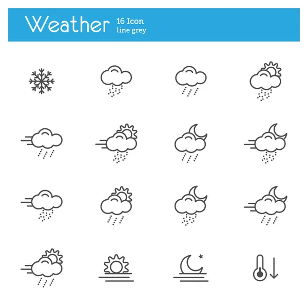 Meteorologie ikony, ikony počasí — Stockový vektor