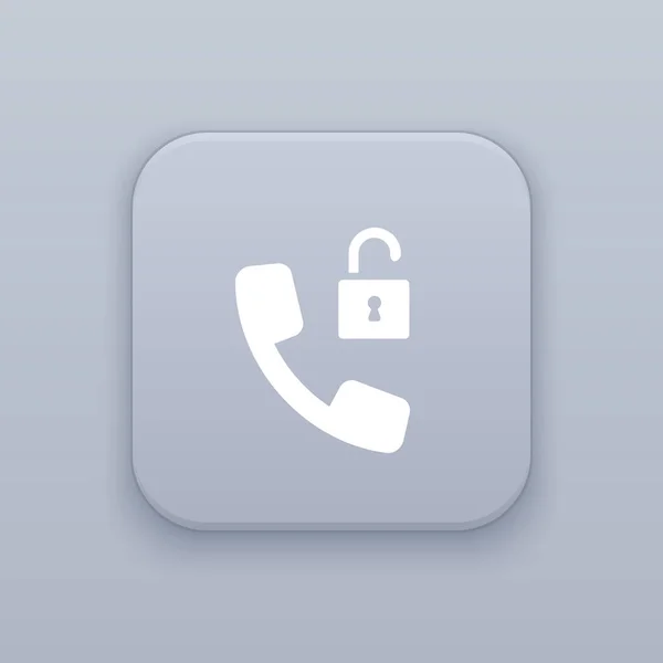 Llamar desbloqueado, botón vectorial gris con icono blanco — Vector de stock