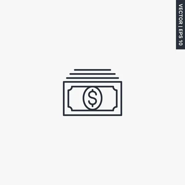 Cash, money, linear style sign for mobile concept and web design — 스톡 벡터