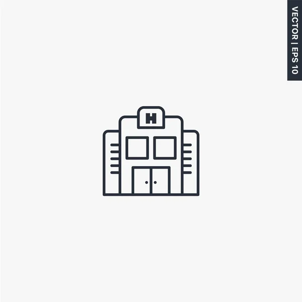 Hospital, linear style sign for mobile concept and web design — 스톡 벡터