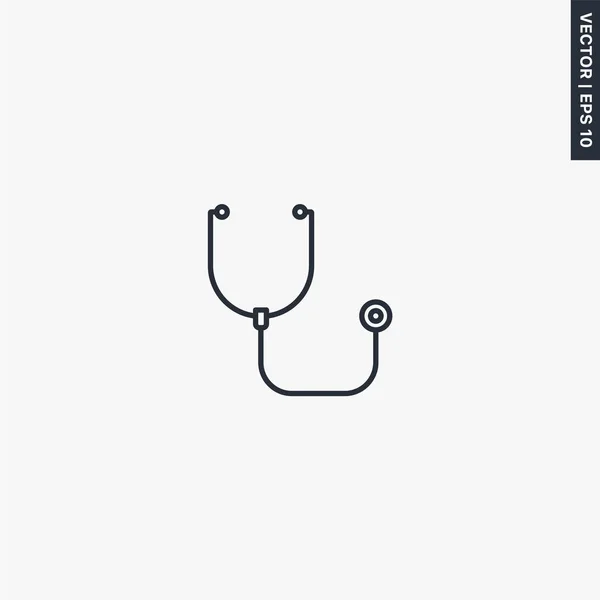 Stethoscope, lineáris stílus jel a mobil koncepció és a web design — Stock Vector