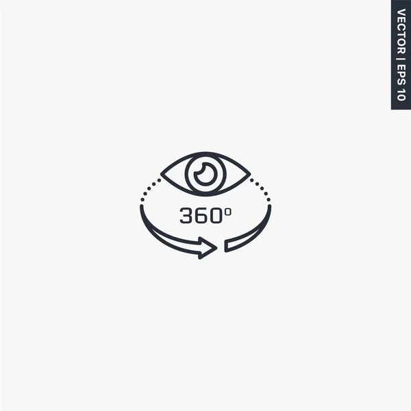 360 view, linear style sign untuk konsep mobile dan desain web - Stok Vektor