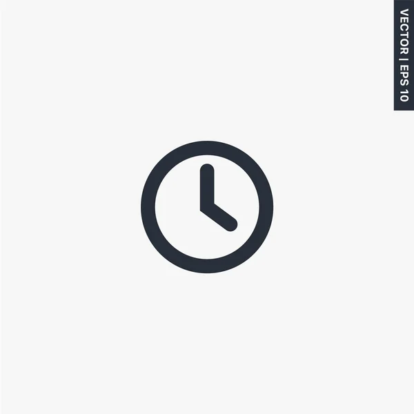 Jam, ikon waktu, gaya tanda datar untuk konsep mobile dan web des - Stok Vektor