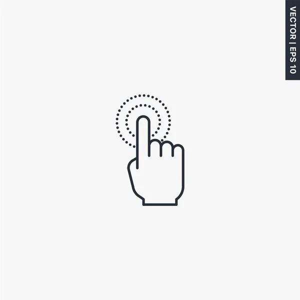 Doble toque de dedo, signo de estilo lineal para el concepto móvil y nosotros — Vector de stock