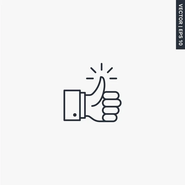 Ручной палец вверх значок, знак линейного стиля для мобильного концепта и веб — стоковый вектор