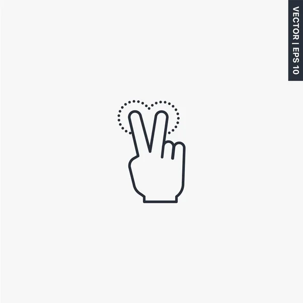 สองนิ้วแตะบนหน้าจอ, สัญลักษณ์สไตล์เชิงเส้นสําหรับมือถือ conc — ภาพเวกเตอร์สต็อก