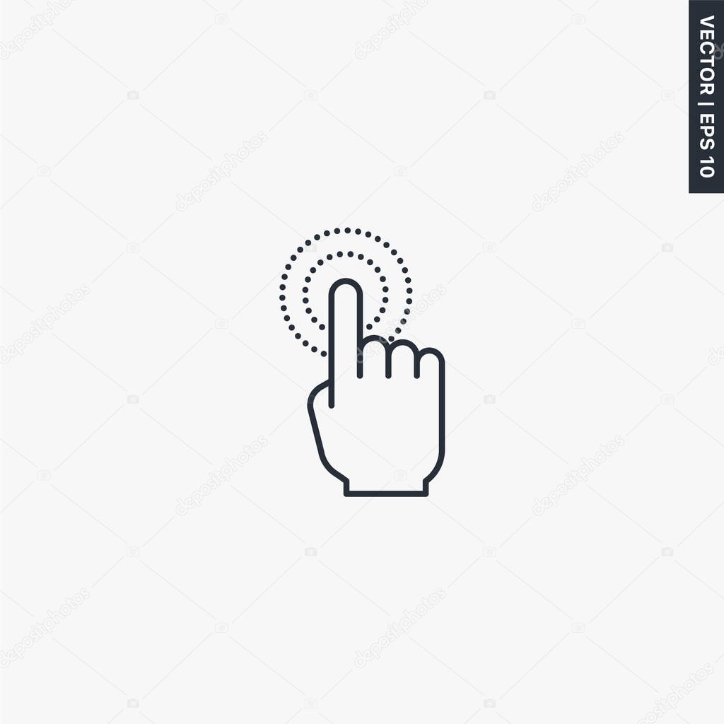 Double finger touch, linear style sign for mobile concept and we
