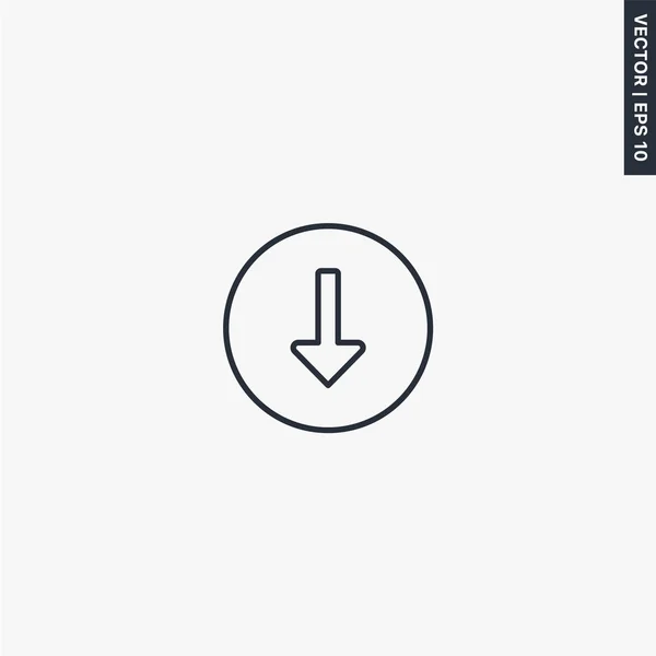 Down arrow icon, linear style sign for mobile concept and web de — 스톡 벡터