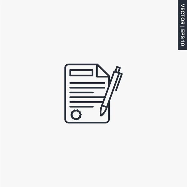 Document, contract icon, linear style sign for mobile concept an — 스톡 벡터