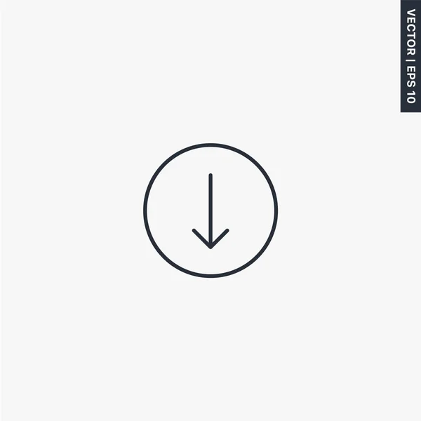 Icono de flecha hacia abajo, signo de estilo lineal para el concepto móvil y web de — Archivo Imágenes Vectoriales