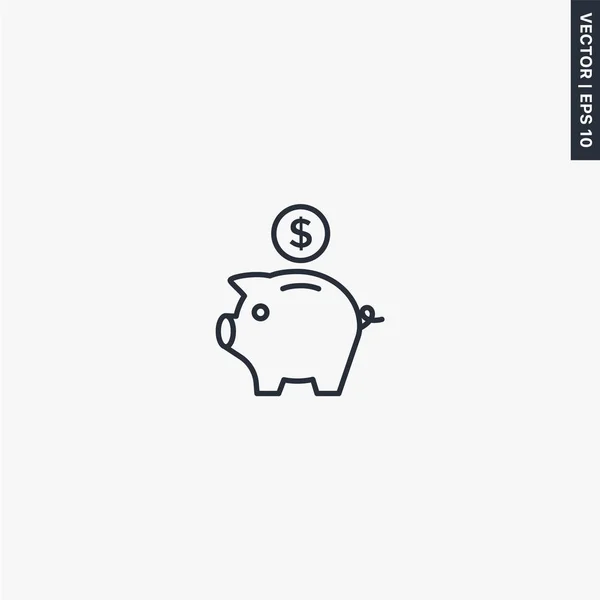 Piggy bank and dollar coinPiggy bank icon, linear style sign for — Stock Vector