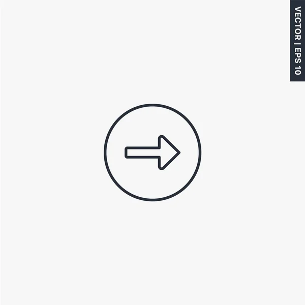 Icono de flecha derecha, signo de estilo lineal para concepto móvil y web d — Vector de stock