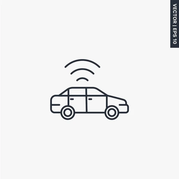 Autonomous car icon, linear style sign for mobile concept and we
