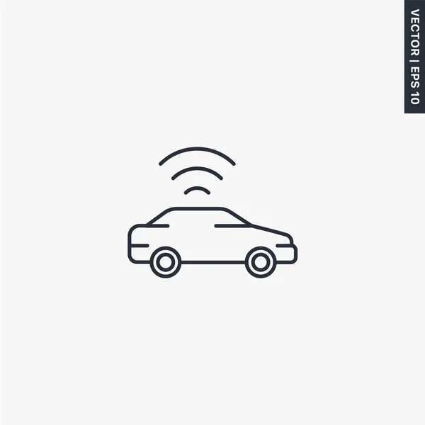 コネクテッドカー、スマートカーアイコン、モバイルコンク用のリニアスタイルのサイン — ストックベクタ