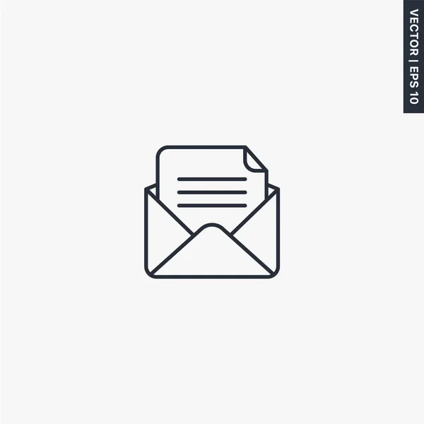 Envelope with confirmed document icon, linear style sign for mob — 스톡 벡터