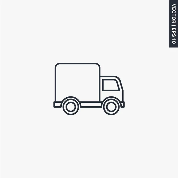Автомобильный грузовик, линейный стиль знак для мобильной концепции и веб-дизайна — стоковый вектор