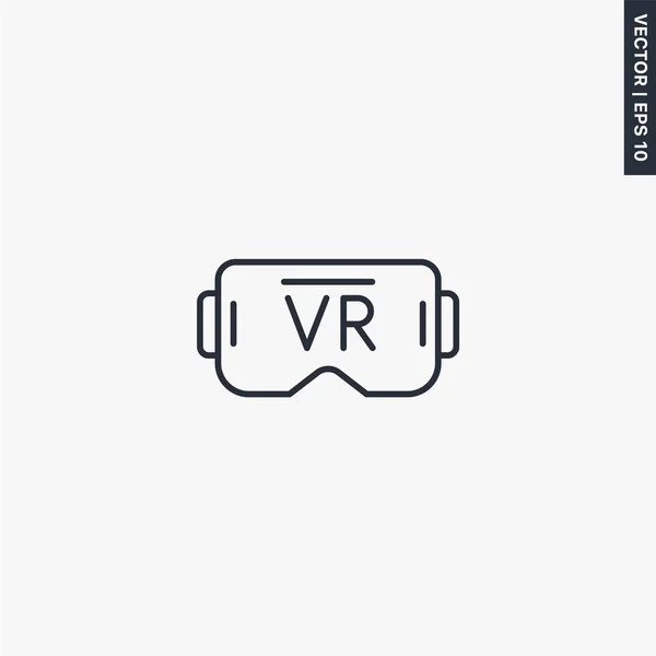 Гарнитура виртуальной реальности, значок виртуальных очков, знак линейного стиля для — стоковый вектор
