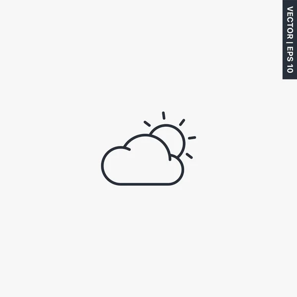Bulutlu hava, mobil konsept ve web des için doğrusal biçim işareti — Stok Vektör
