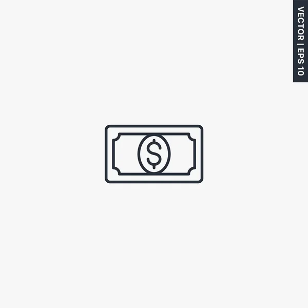 Dollar, linear style sign for mobile concept and web design — Stock Vector