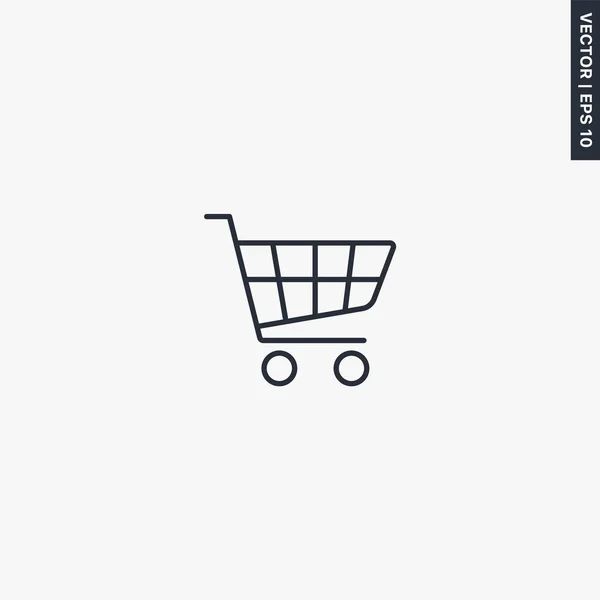Alışveriş arabası, mobil konsept ve web dizisi için doğrusal stil işareti — Stok Vektör