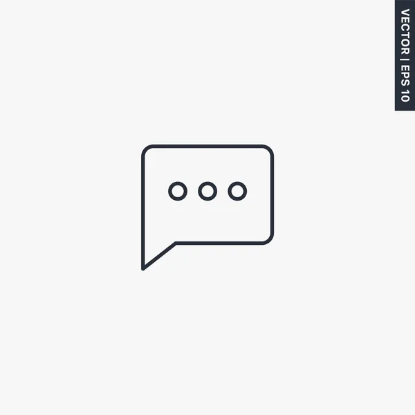 Chat írása, lineáris stílus jel a mobil koncepció és a web design — Stock Vector