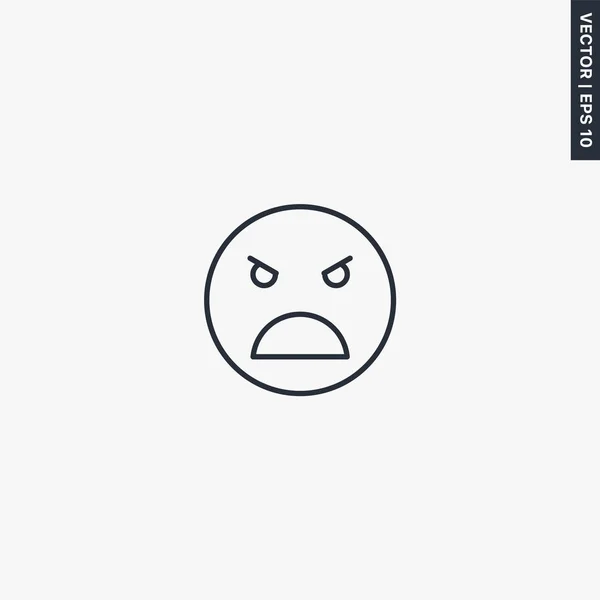 Emoticon irritado, sinal de estilo linear para o conceito móvel e web des — Vetor de Stock