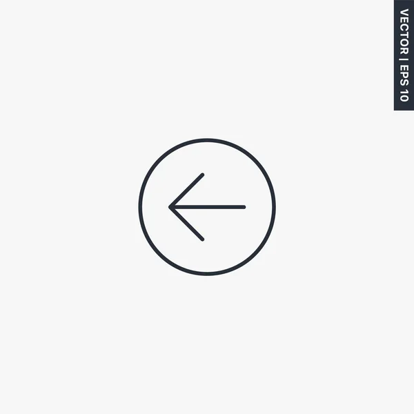 Flecha izquierda, signo de estilo lineal para concepto móvil y diseño web — Archivo Imágenes Vectoriales