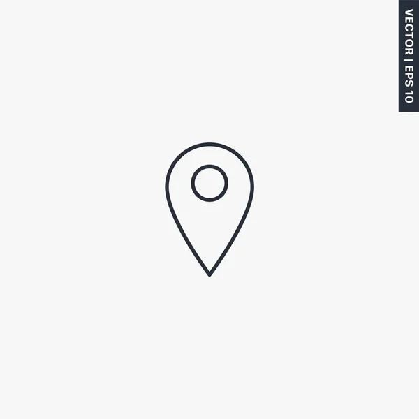 Mappa pin, segno di stile lineare per il concetto di mobile e web design — Vettoriale Stock