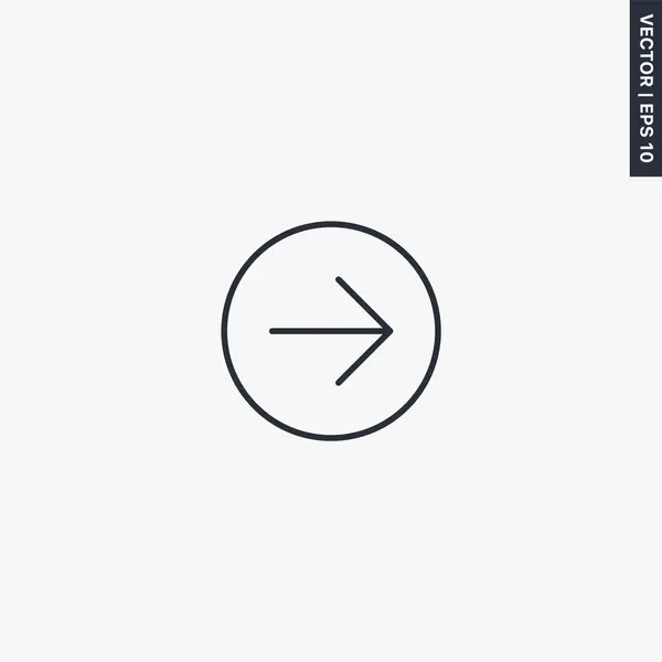 Right arrow, linear style sign for mobile concept and web design — 스톡 벡터