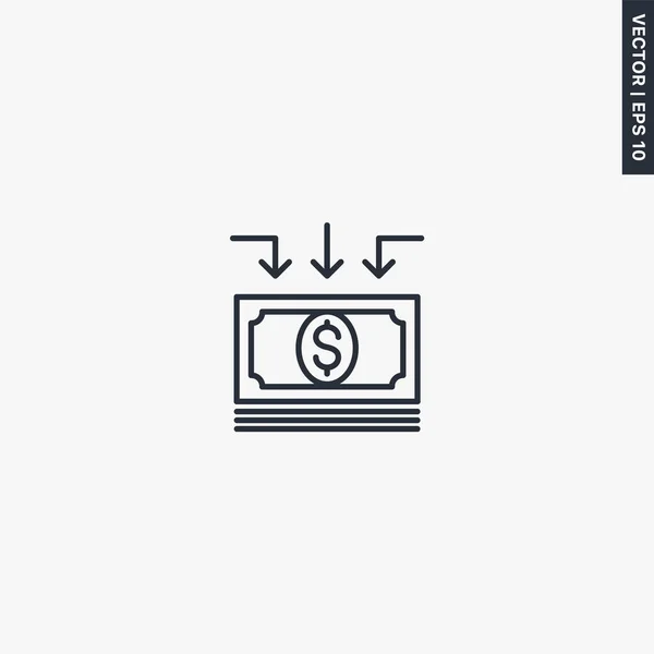 Otrzymuj pieniądze, liniowy znak stylu dla mobilnej koncepcji i web desi — Wektor stockowy