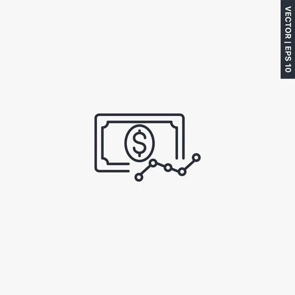 Dollar Rate Lineair Stijlteken Voor Mobiel Concept Webdesign Symbool Logo — Stockvector
