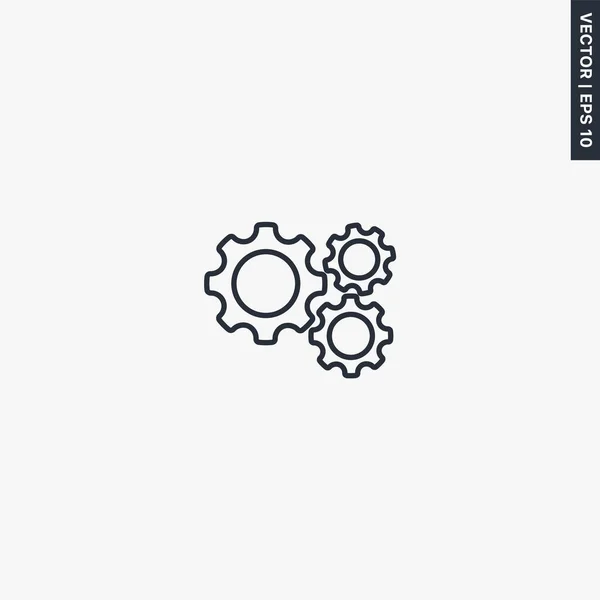 Gear Γραμμική Πινακίδα Στυλ Για Κινητό Έννοια Και Web Design — Διανυσματικό Αρχείο