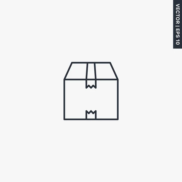 Cardboard Box Linear Style Sign Mobile Concept Web Design Symbol — Stok Vektör