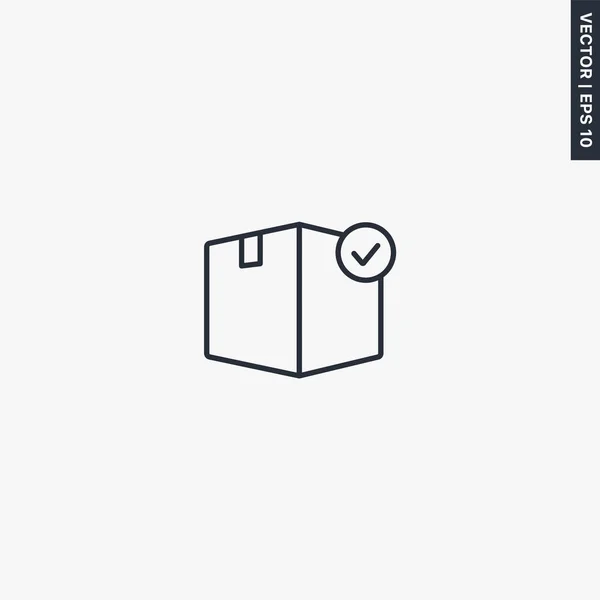 Carton Box Linear Style Sign Mobile Concept Web Design Symbol — Stock Vector