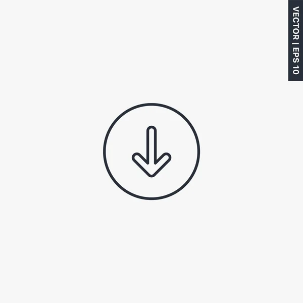 Flecha Hacia Abajo Signo Estilo Lineal Para Concepto Móvil Diseño — Archivo Imágenes Vectoriales